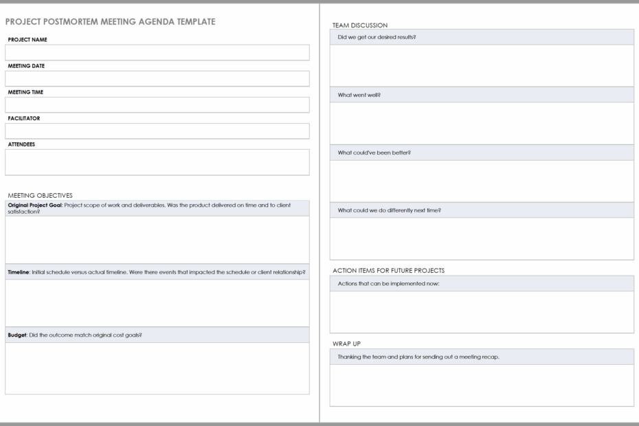Free Project Post mortem Templates Smartsheet