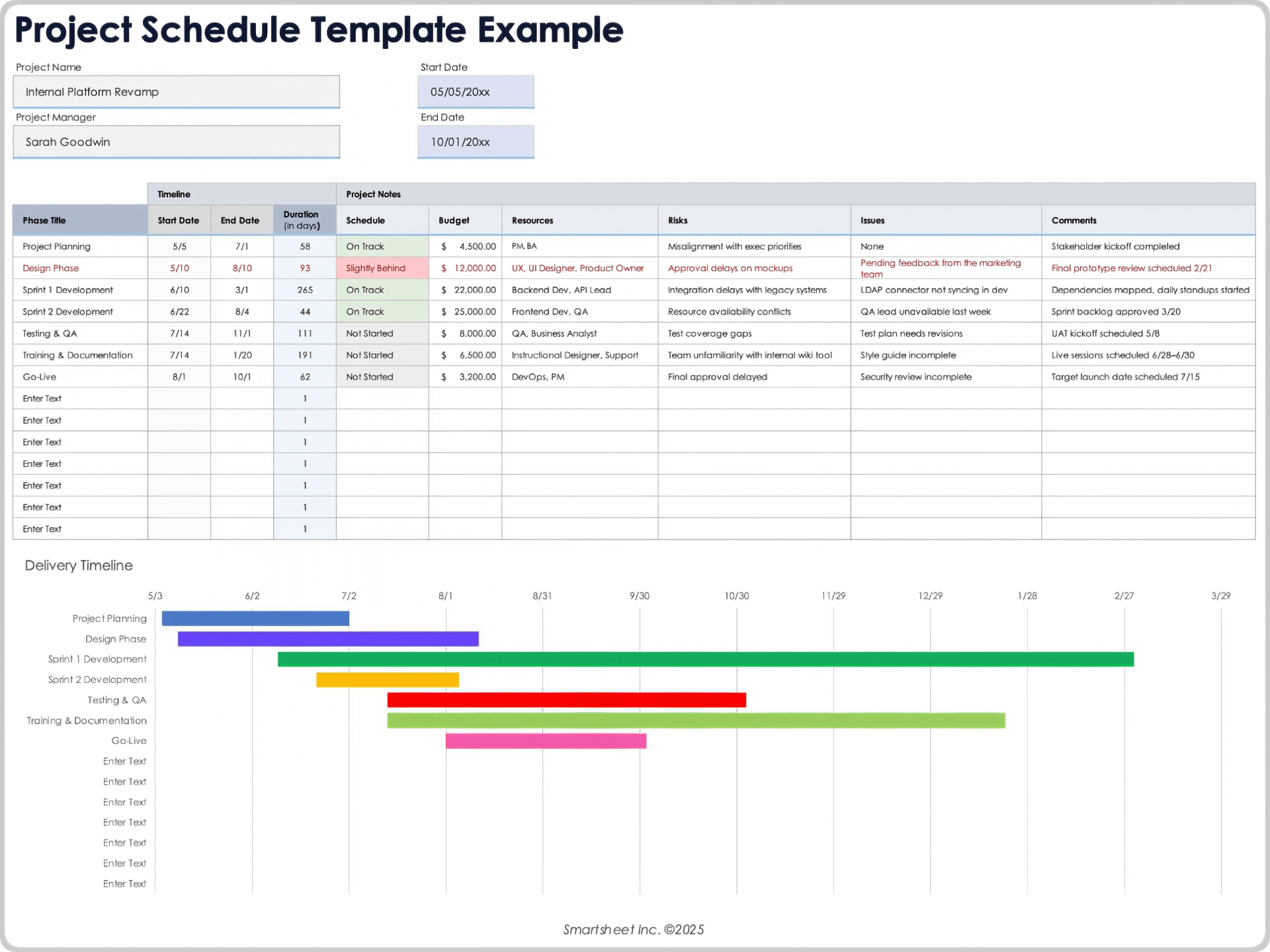 organizing schedule template