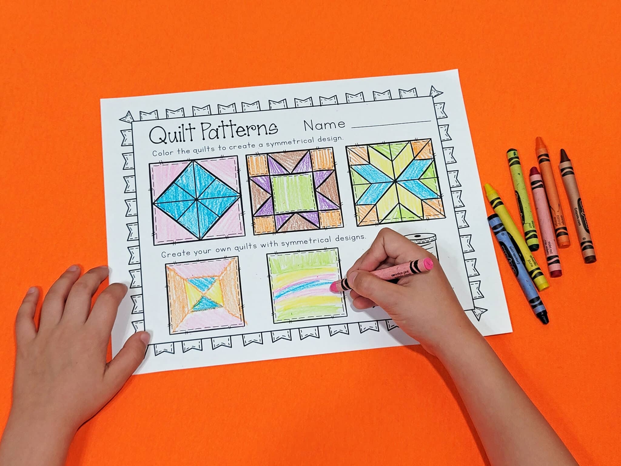 FREE Quilt Symmetry Patterns Printable For Kindergarten