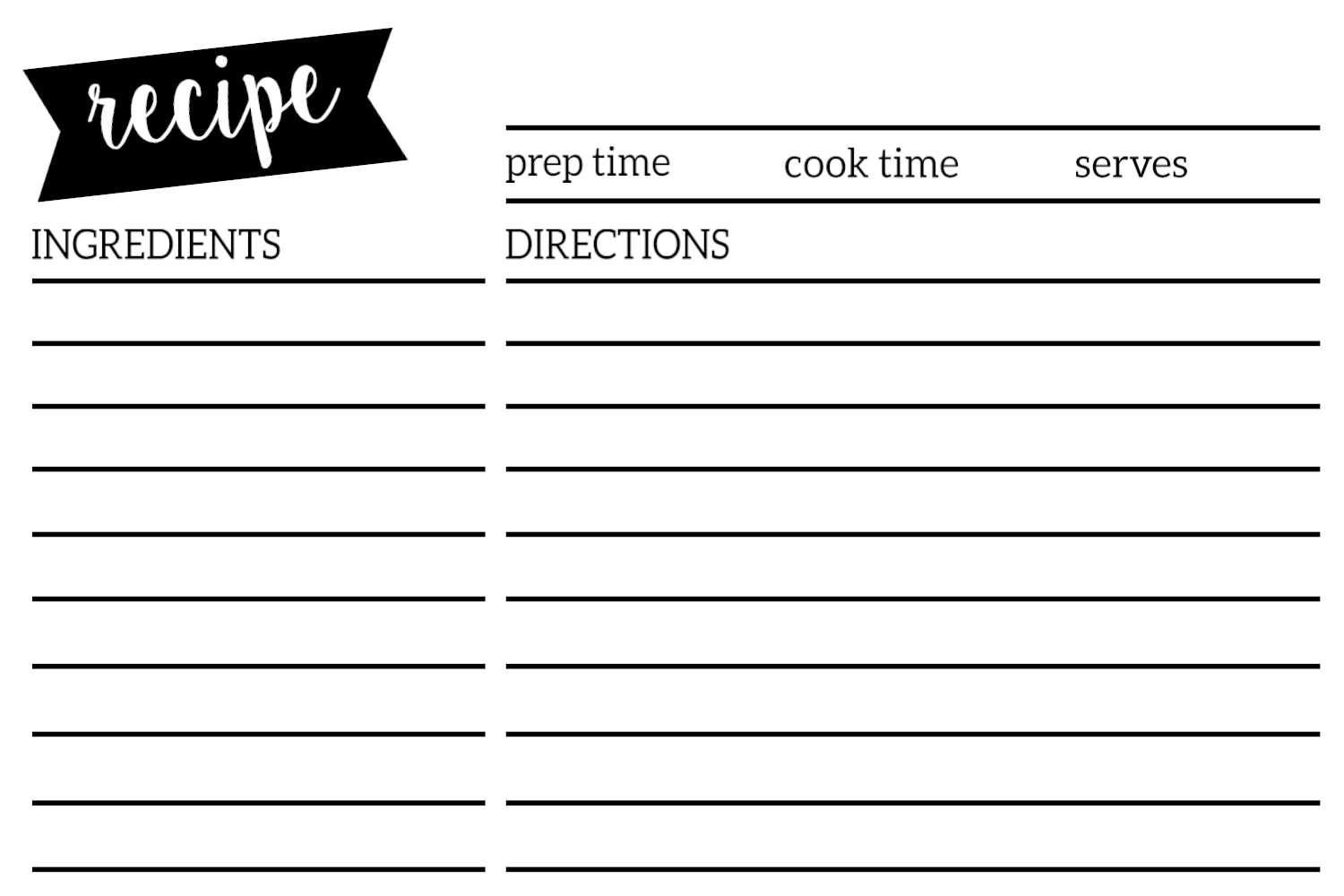 Free Recipe Card Template Printable Paper Trail Design 