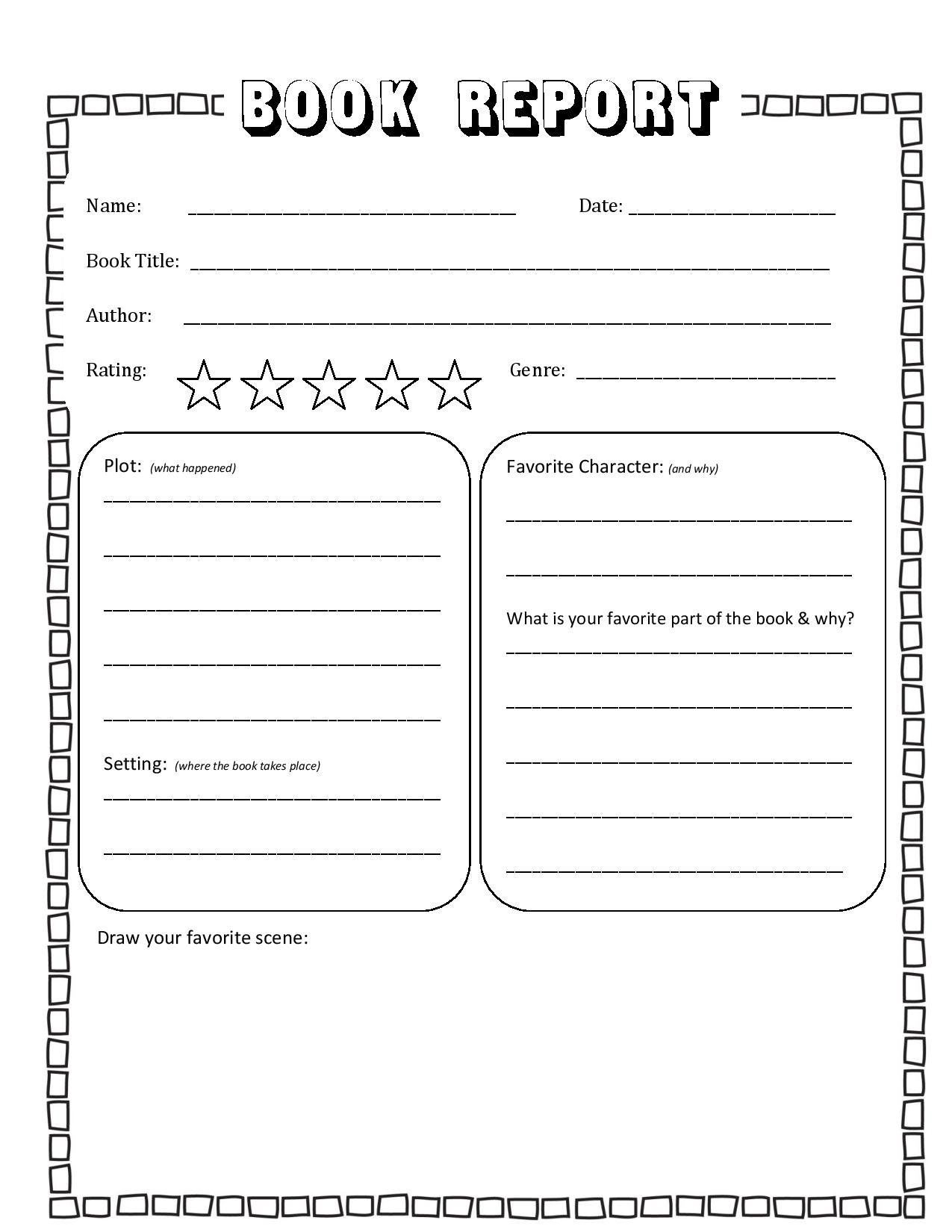 printable book report template