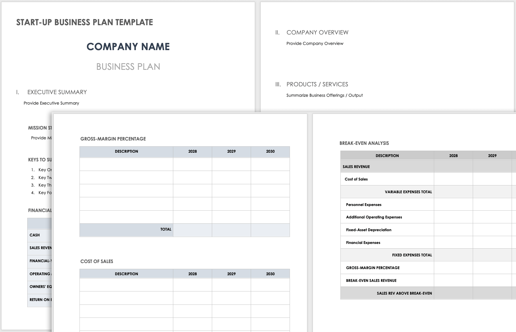 business plan template microsoft word