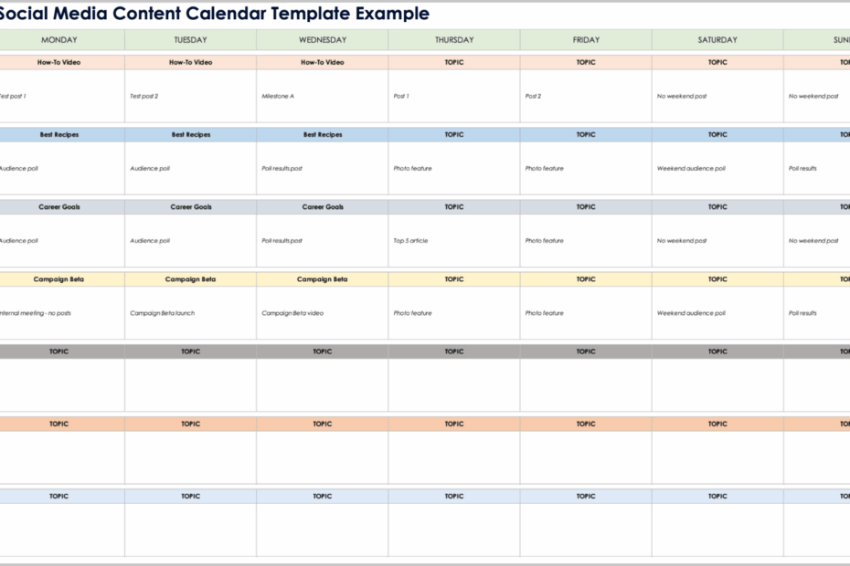 Free Social Media Calendar Templates All Formats All Types