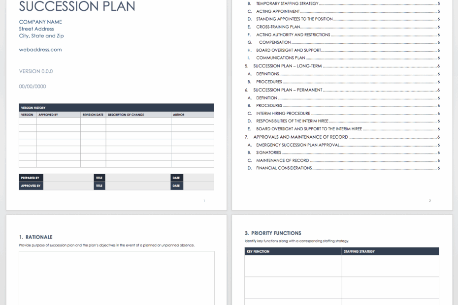 Free Succession Planning Templates Smartsheet