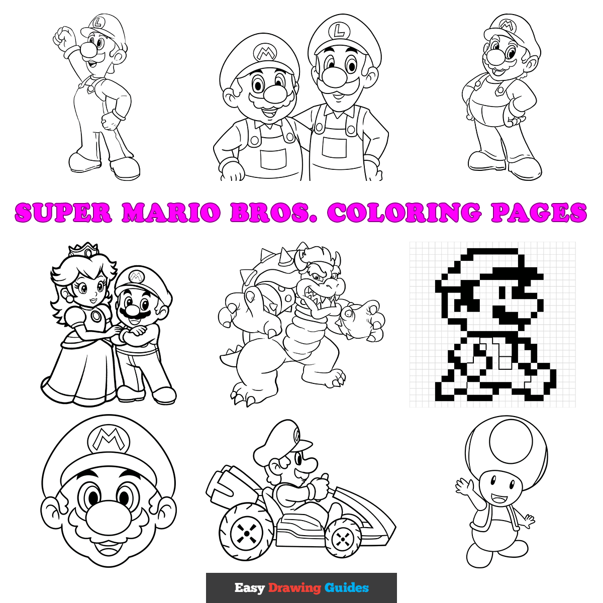 mario characters printable coloring pages
