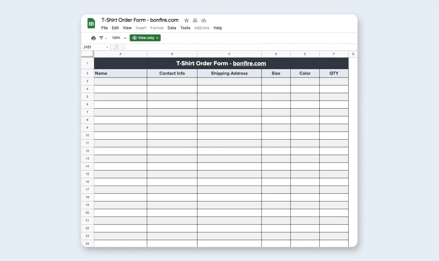 printable t shirt order form template google docs