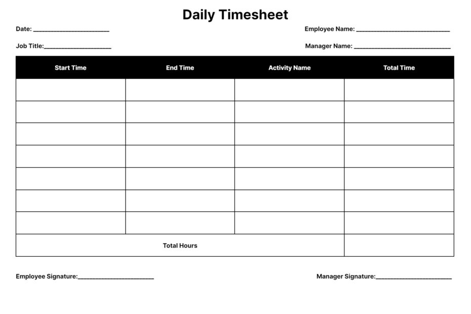 Free Timesheet Templates Download Daily Weekly And Monthly Time