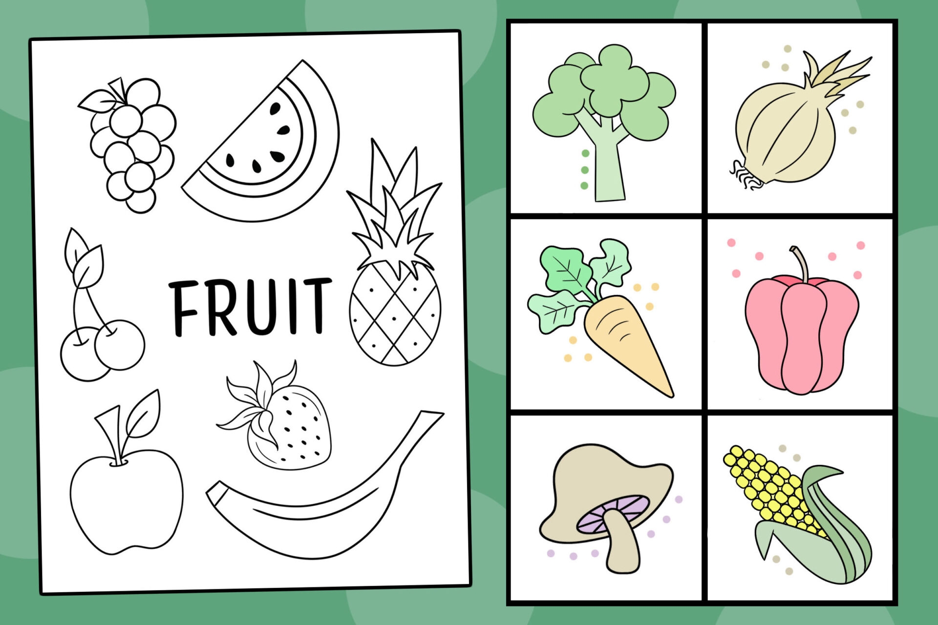 fruit and vegetable coloring pages