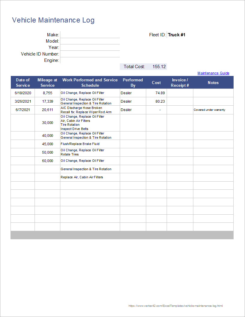 preventive maintenance schedule template excel