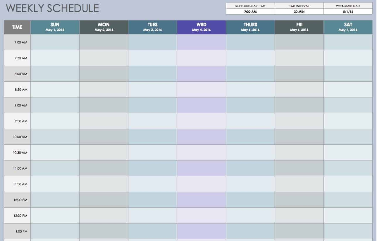 schedule sheet template