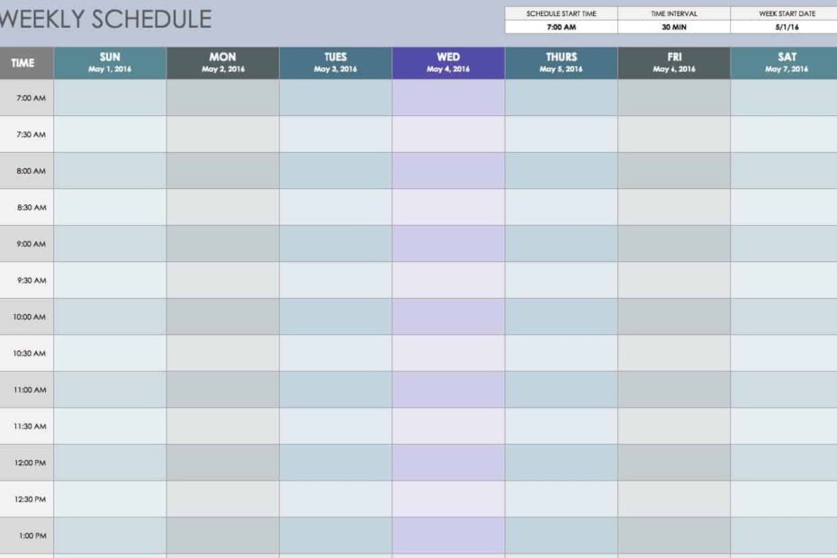 Free Weekly Schedule Templates For Excel Smartsheet