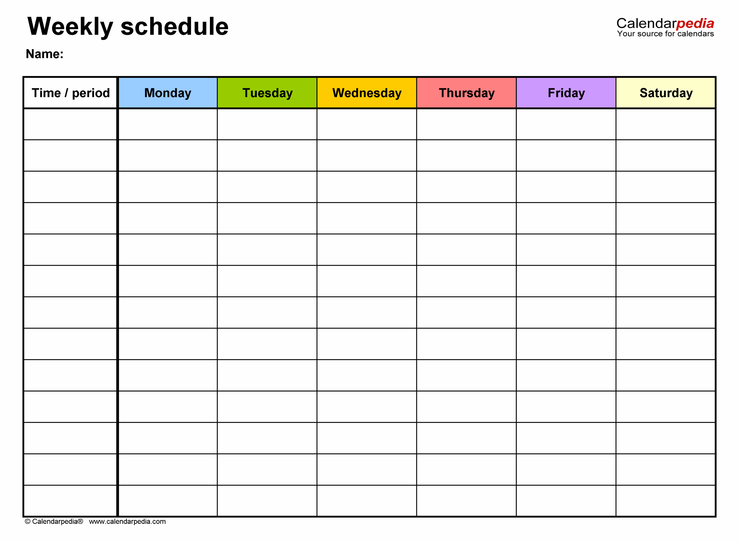 excel weekly schedule template
