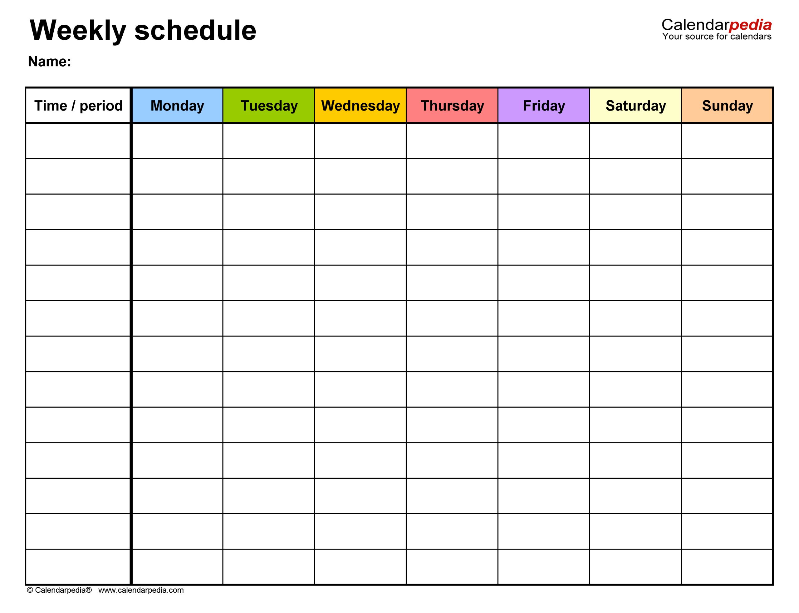 Free Weekly Schedules For Word 24 Templates