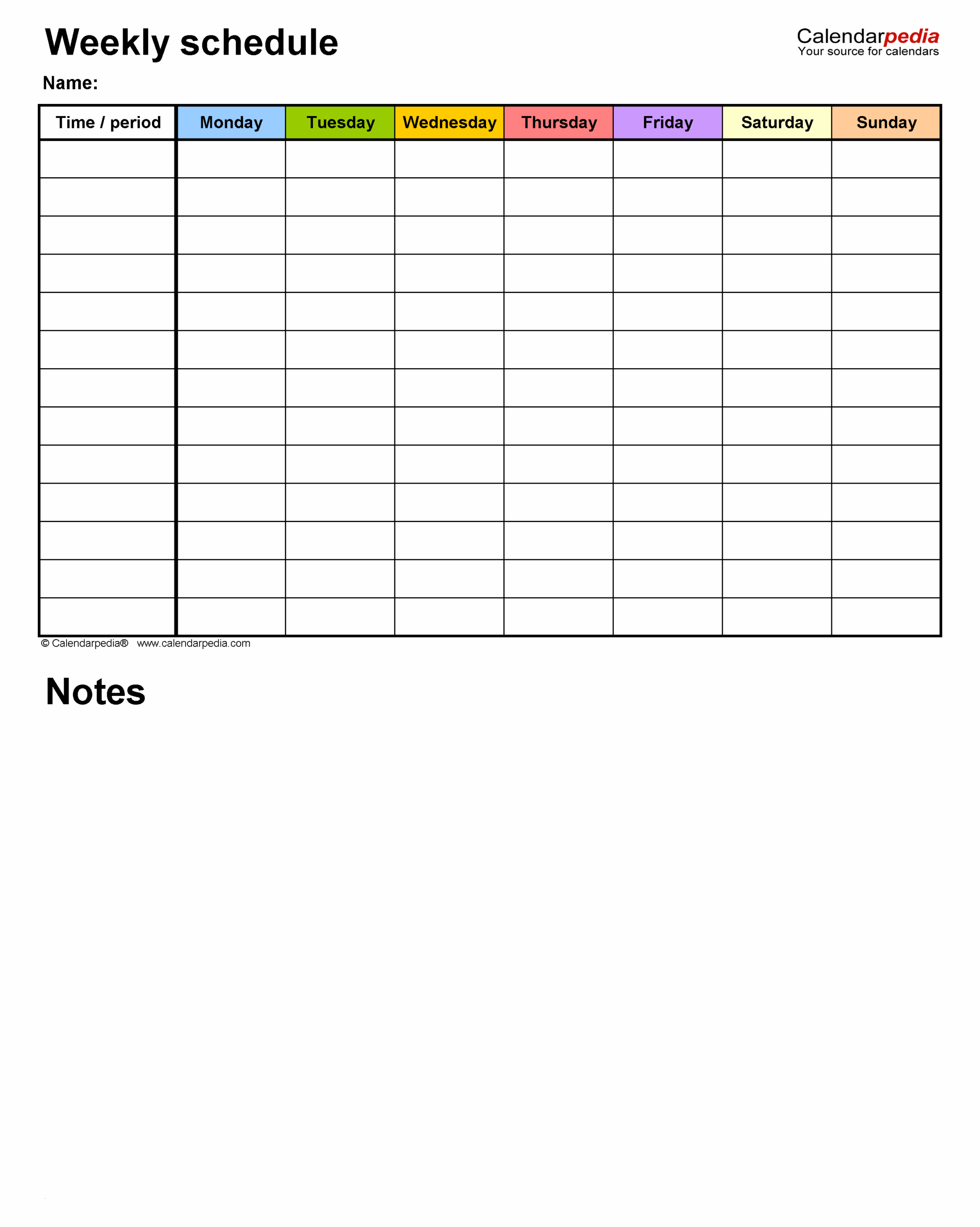 Free Weekly Schedules For Word 24 Templates