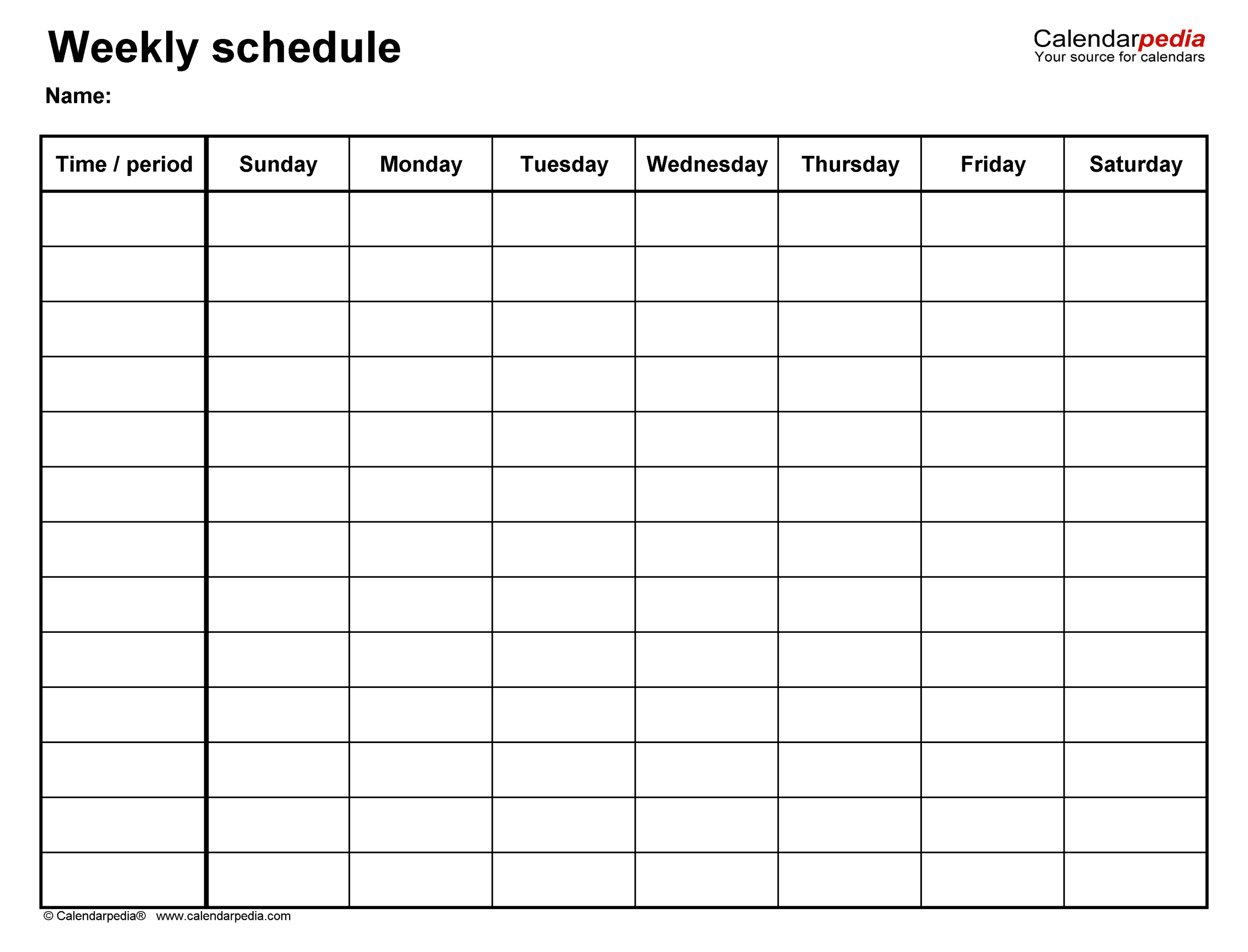 Free Weekly Schedules For Word 24 Templates
