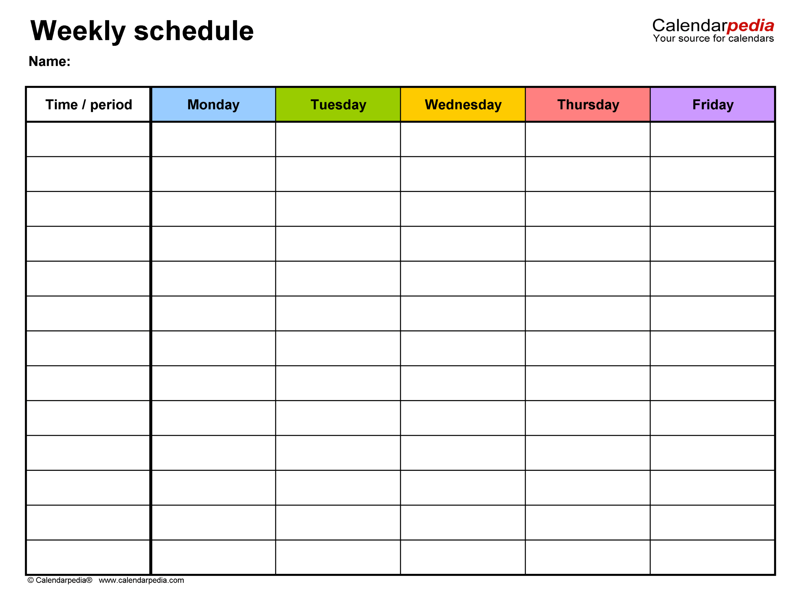 weekly schedule template with hours