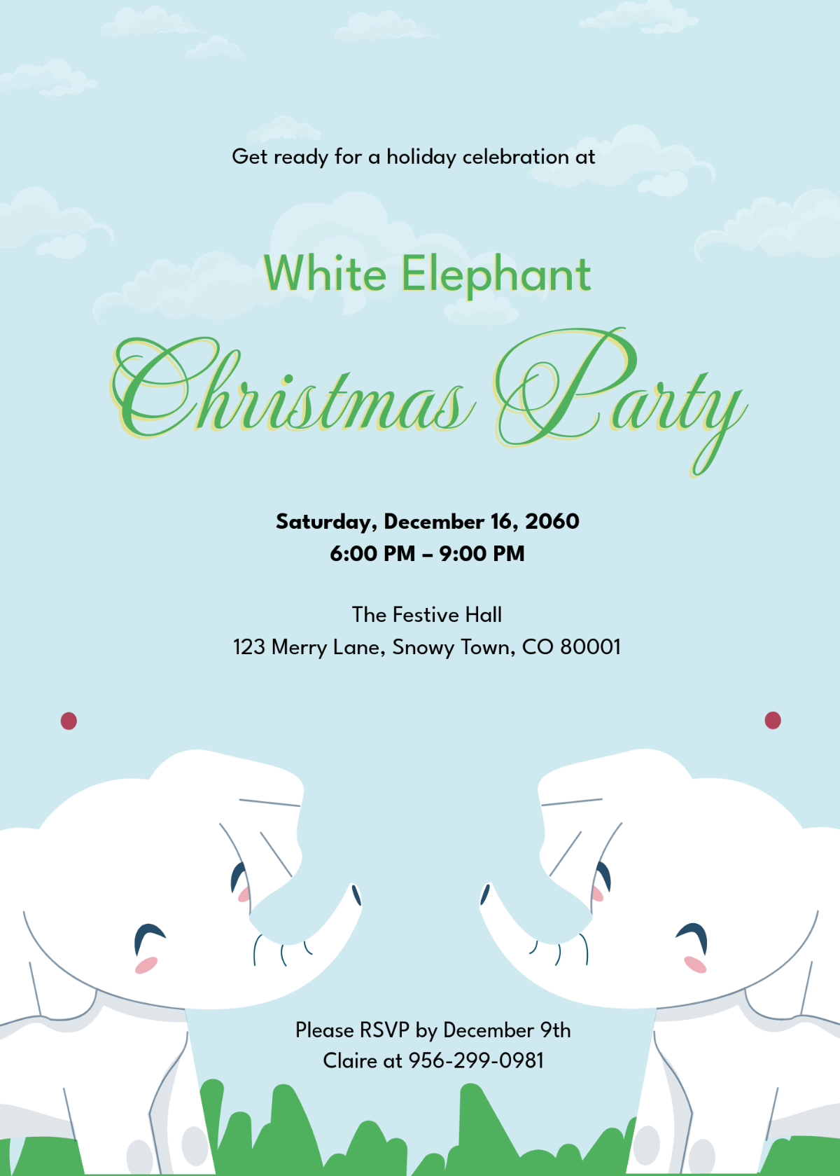 free printable white elephant invitation template free