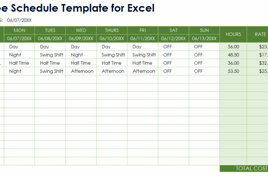 Free Work Schedule Templates For Word And Excel Smartsheet