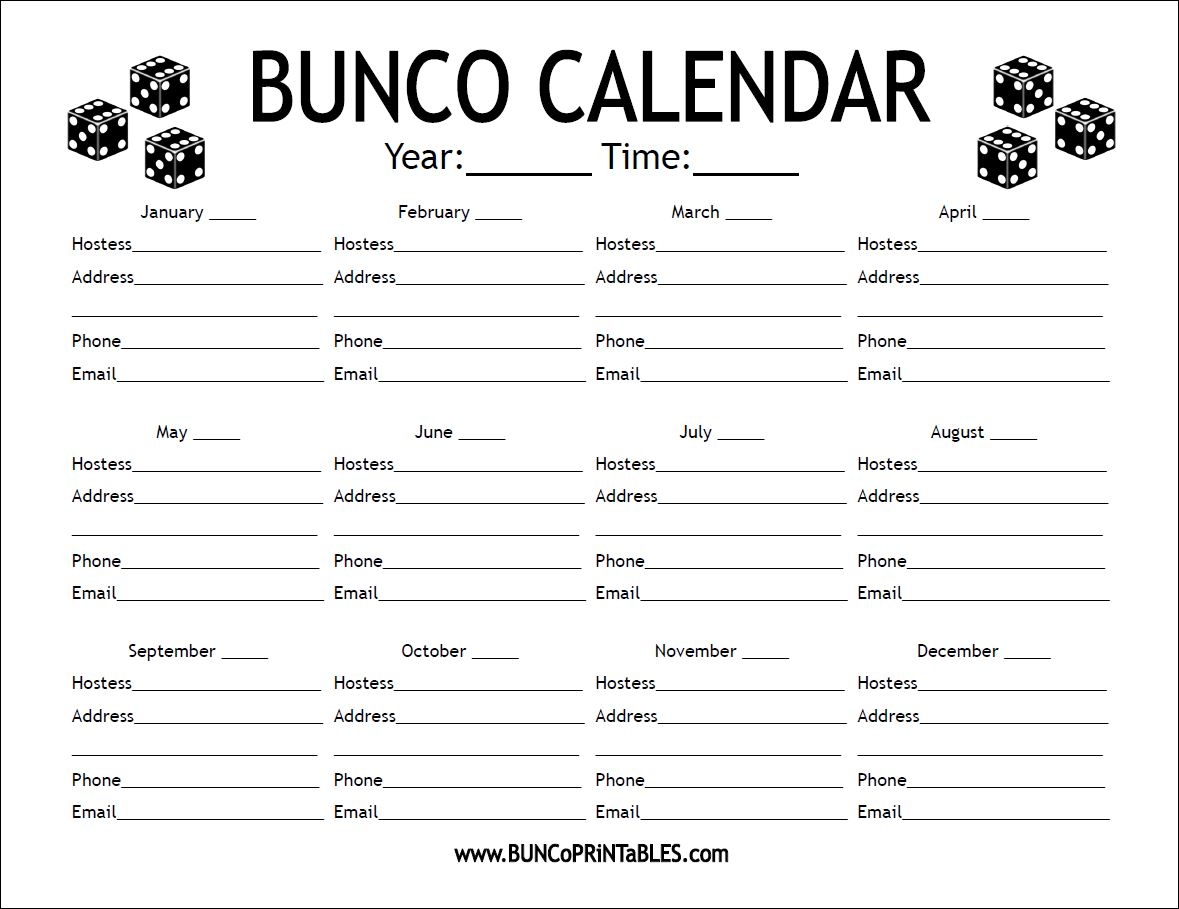 free printable bunco sheets