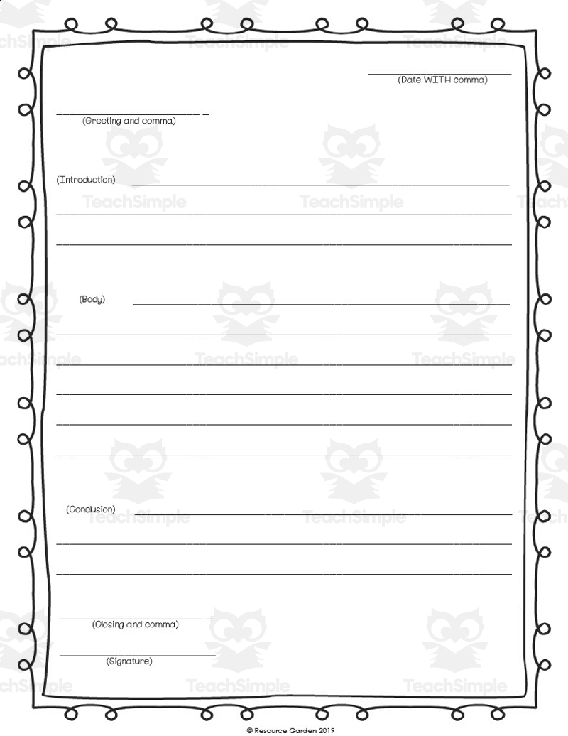 Friendly Letter Writing Template