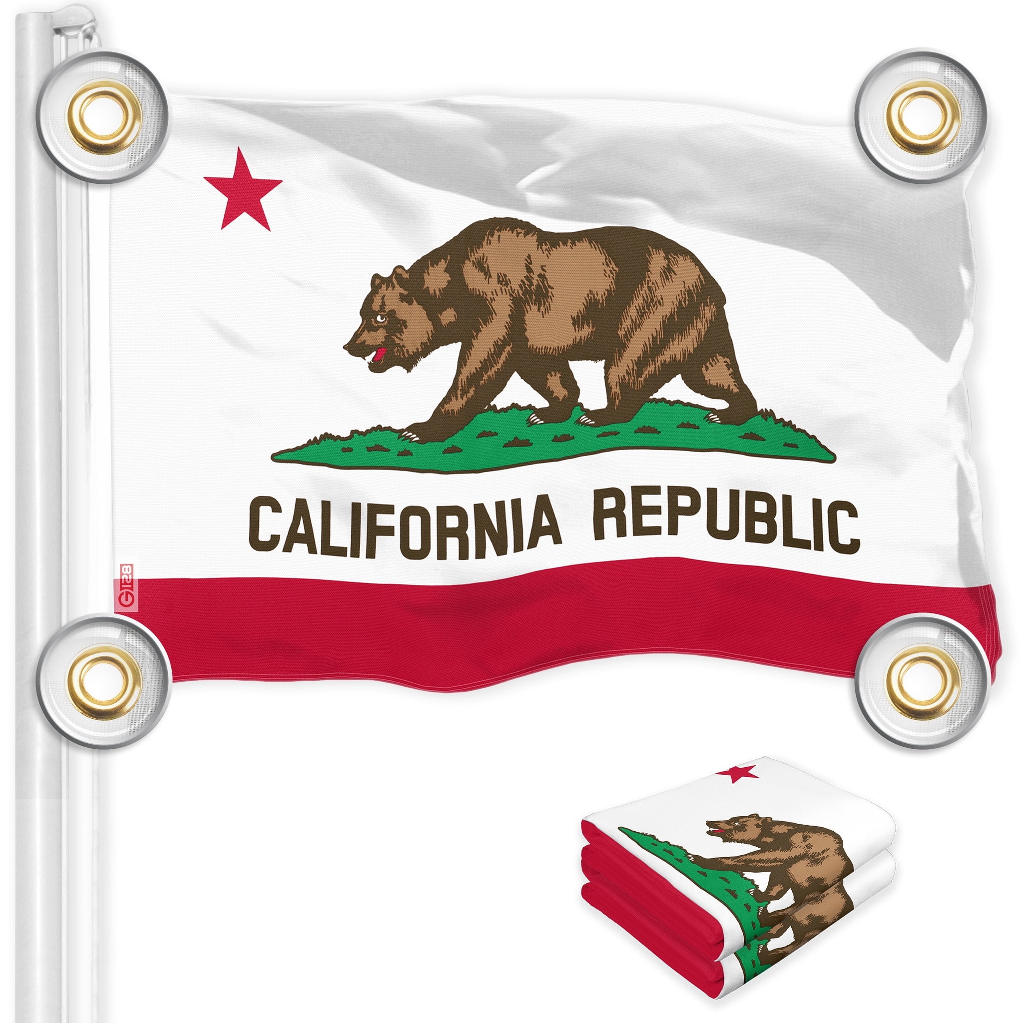G128 2 Pack California CA State Flag 3x5 Ft LiteWeave Pro Series Printed 150D Polyester 4 Corner Brass Grommets Vibrant Colors Perfect For 