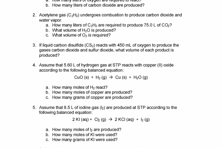 Gas Stoich Worksheet Solutions Name Period GAS Studocu Worksheets Library