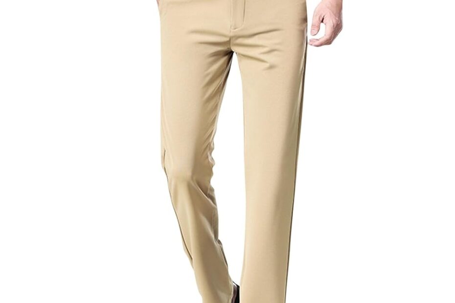 Generic Mens Suit Pants Solid Color Straight Lightweight Dress