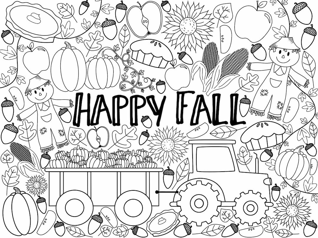 GIANT Fall Coloring Page digital Download Etsy New Zealand