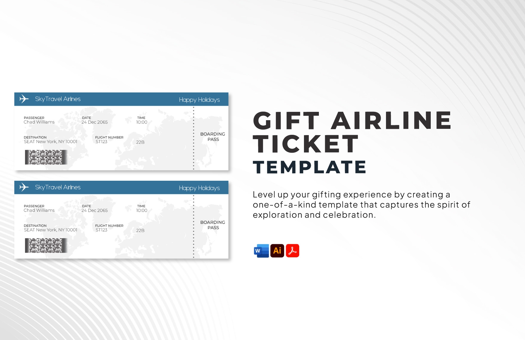 Gift Airline Ticket Template In PDF Illustrator Word Download Template 