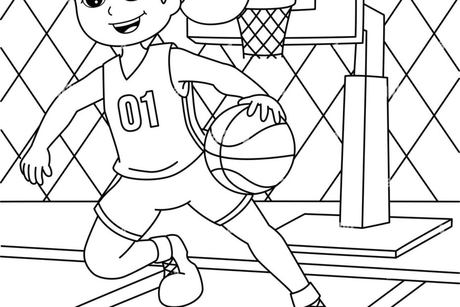 Girl Playing Basketball Coloring Page For Kids Stock Vector Image U0026 Art Alamy