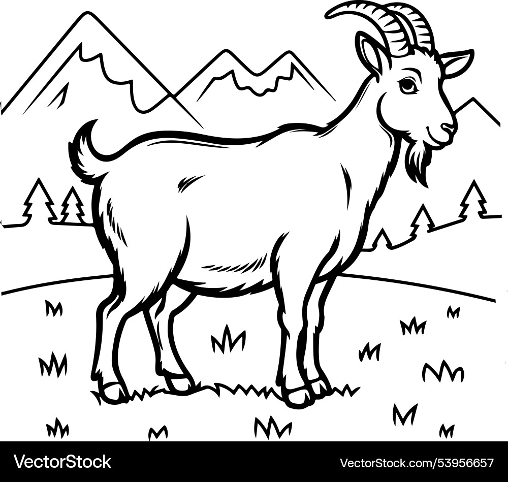 Goat Coloring Page Design Black And White Vector Image