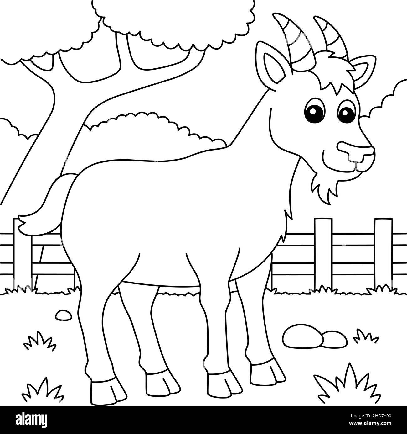 Goat Coloring Page For Kids Stock Vector Image U0026 Art Alamy