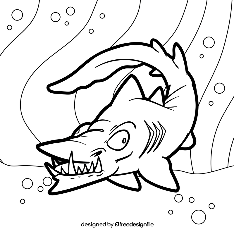 Goblin Shark Cartoon Drawing Black And White Vector Free Download