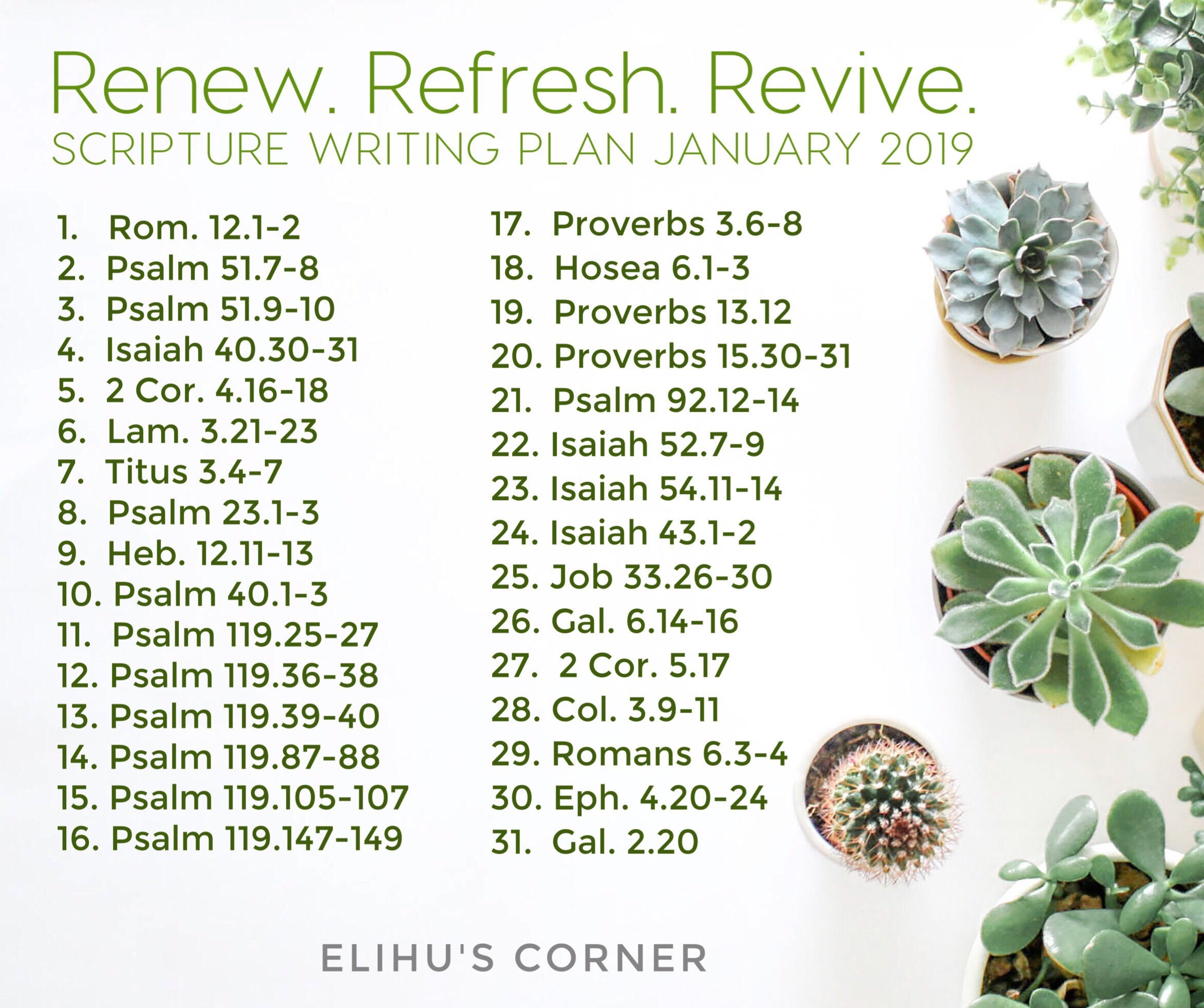 God Is My Refuge January 2024 Scripture Writing Plan Elihu s Corner