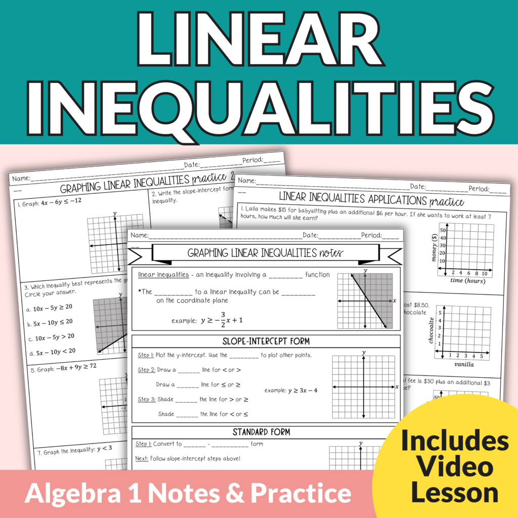 graphing linear inequalities worksheet