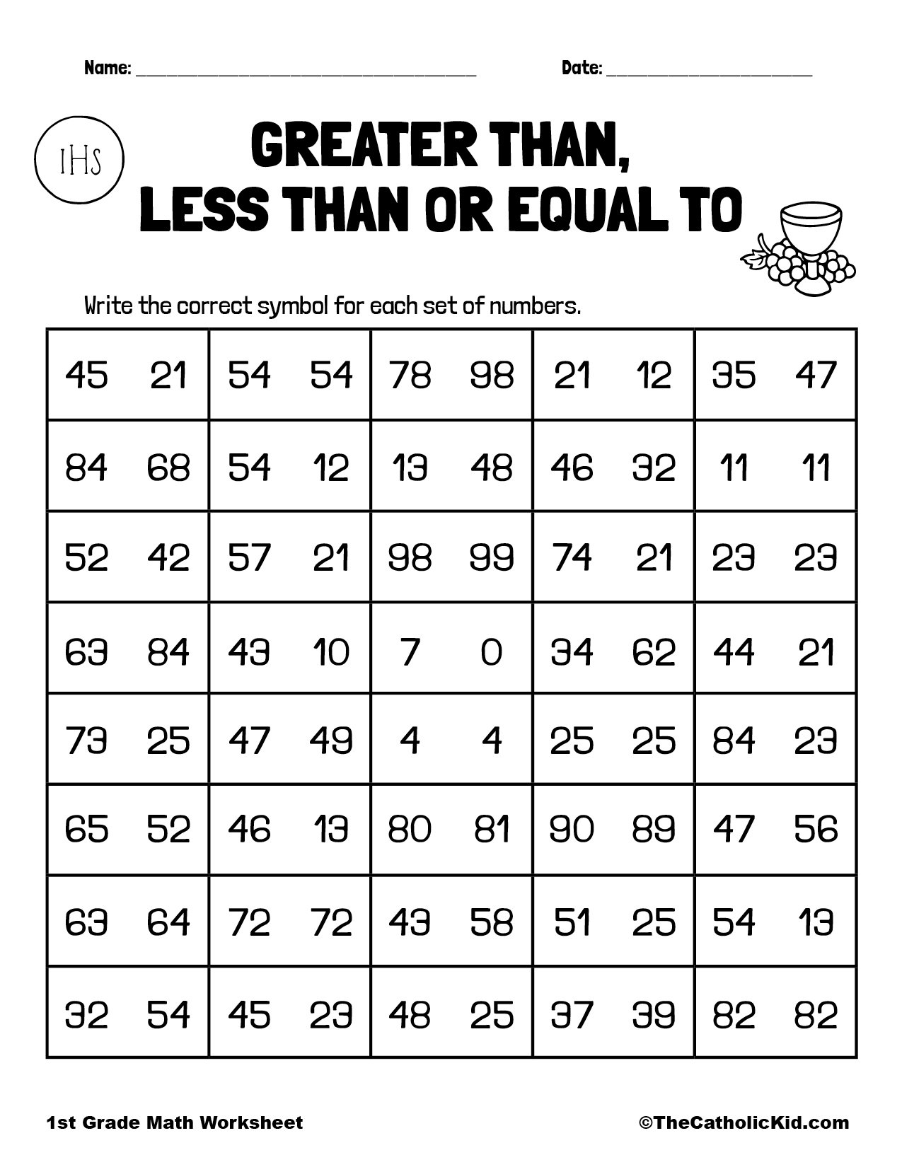 math less than greater than worksheets