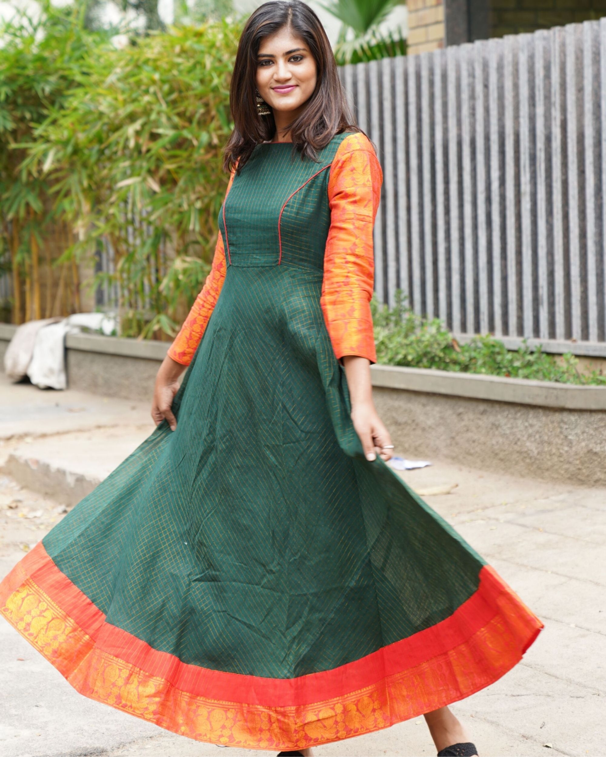 Green And Orange Dress By Ekanta The Secret Label