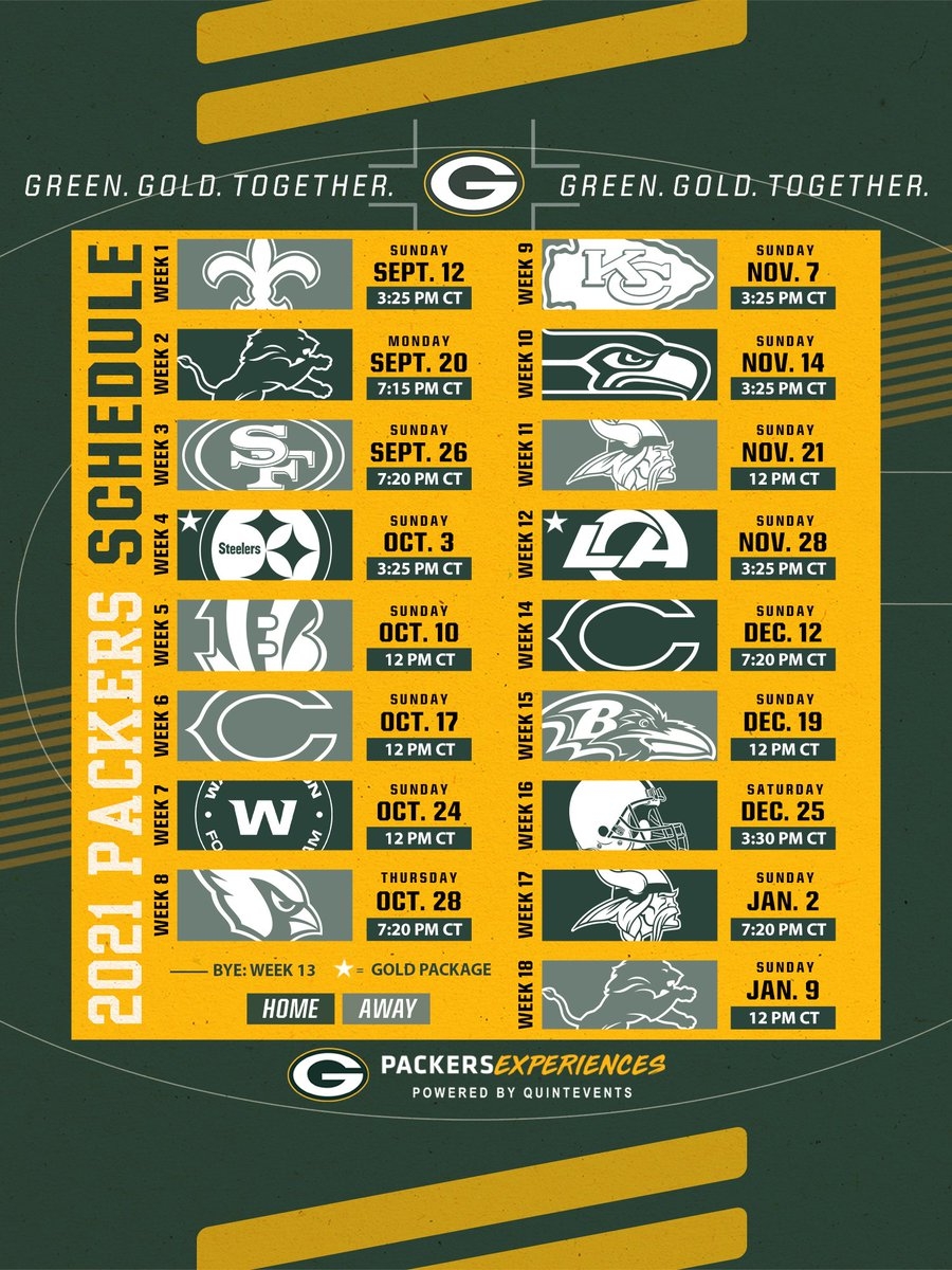 green bay packers schedule printable