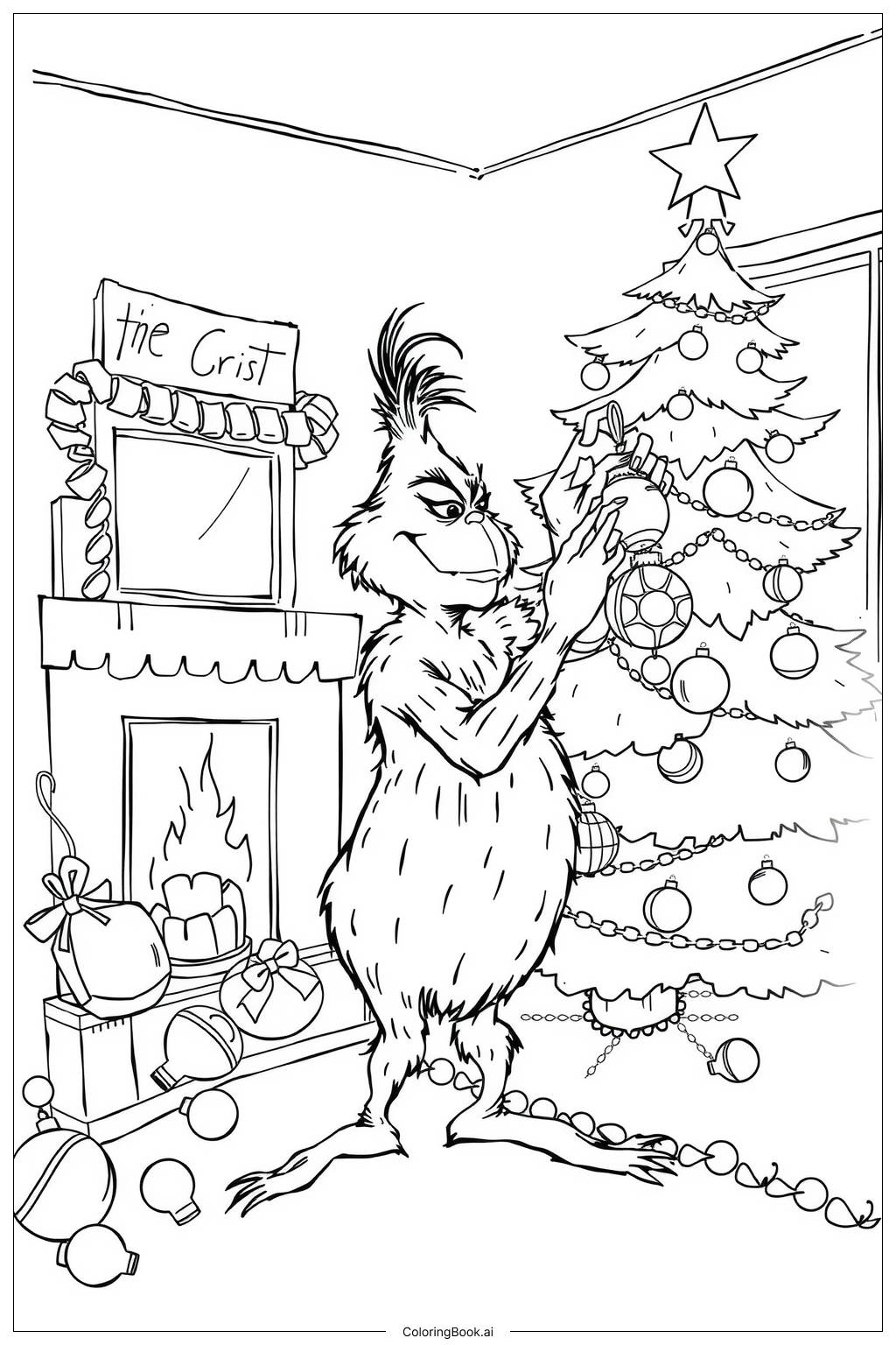 Grinch Decorating His Cave For Christmas Coloring Page Free PDFu0026PNG Printable 