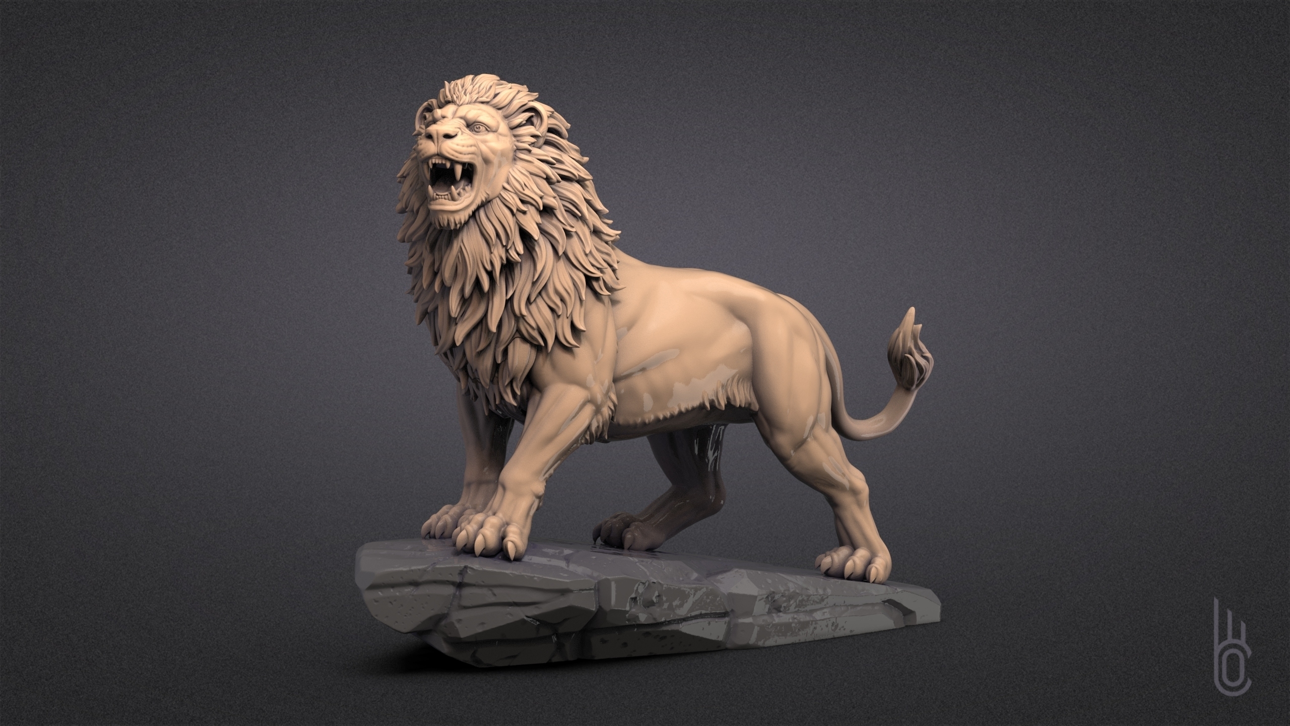 Growling Lion 3D Print Model