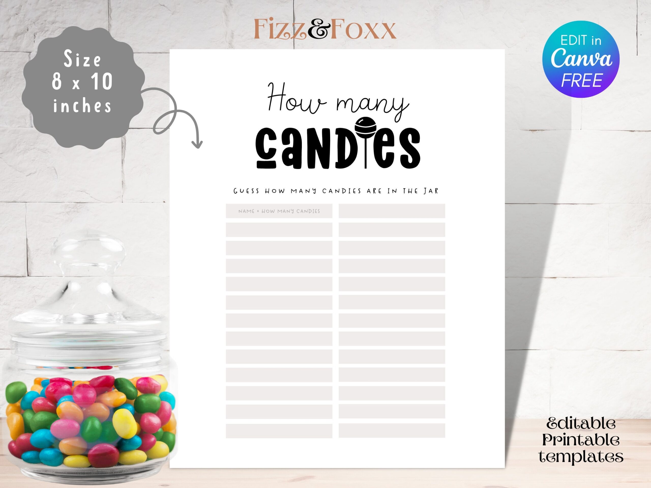 Guess How Many Candies In The Jar Baby Shower Printable Game 