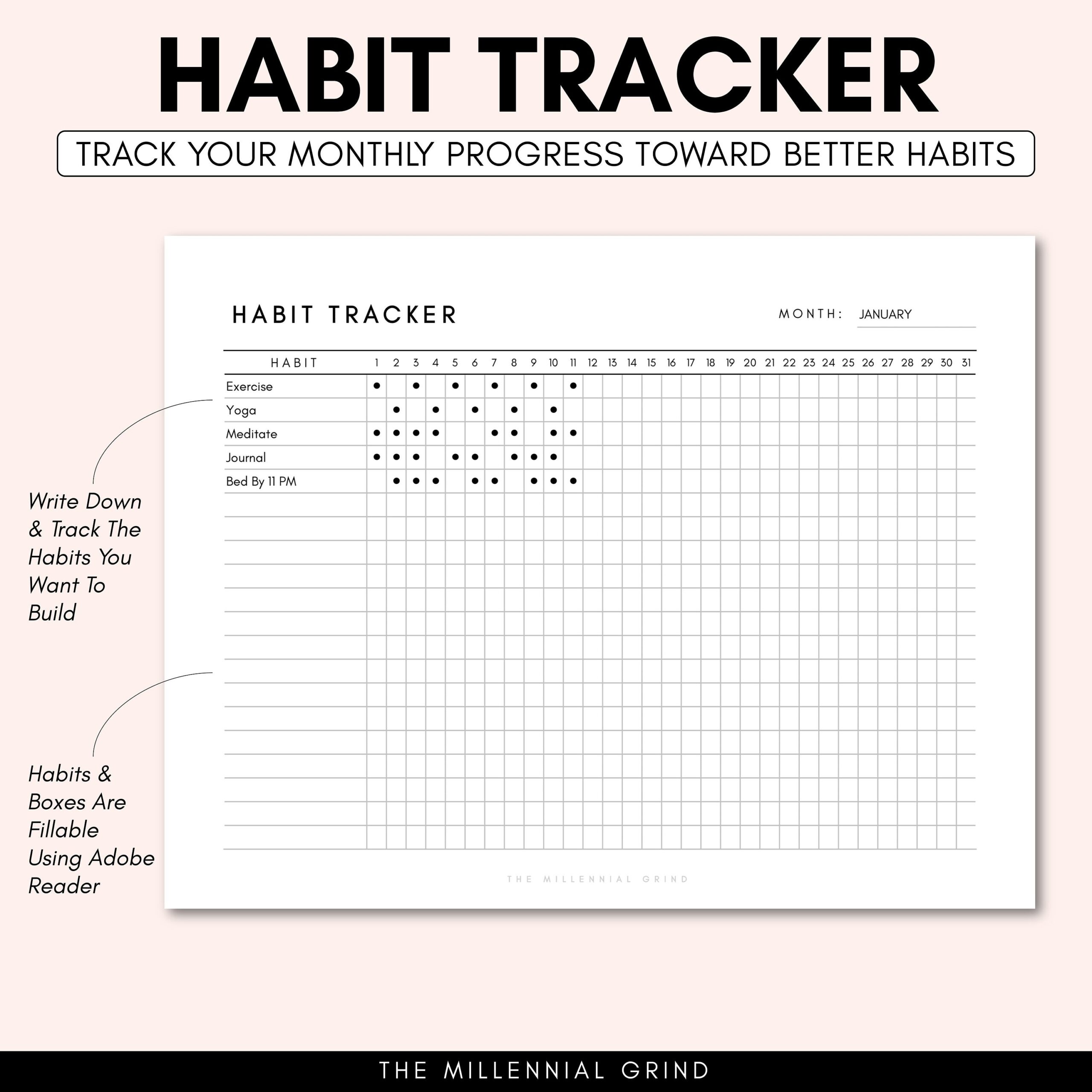 habit tracker template printable