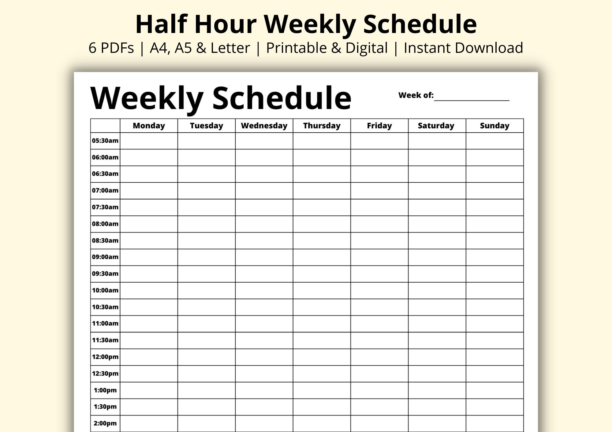 fill in blank 7 day printable weekly schedule template