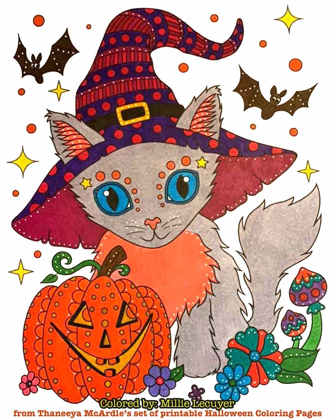 cute halloween cat coloring pages