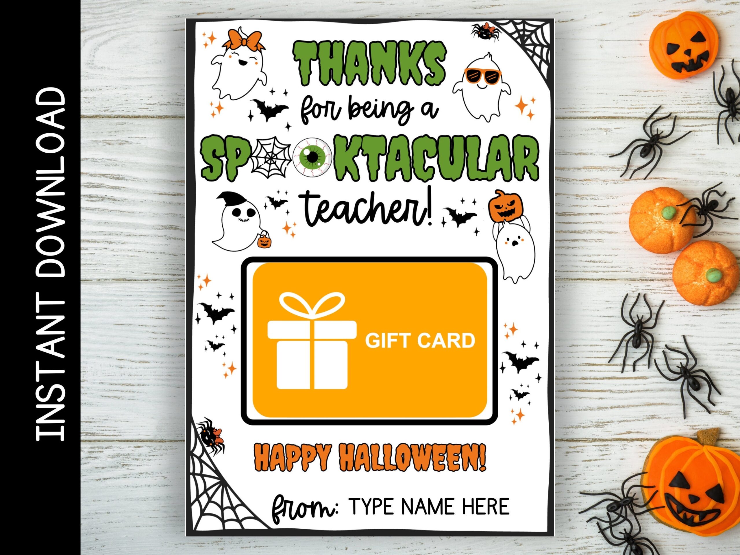 Halloween Printable Gift Card Holder For Teacher Thank You Spooktacular Teacher Easy Halloween Teacher Gift Editable Instant Download Etsy