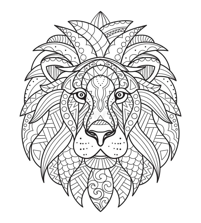Hand Drawn Lion Coloring Page Stock Illustrations 939 Hand Drawn 