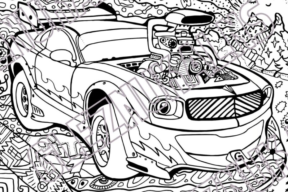 Hand drawn Muscle Cars Coloring Pages With 33 Detailed Designs Digital Download Printable Adult Coloring Book PDF Original Artist Etsy Australia