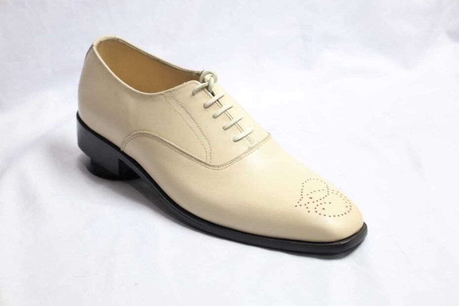 Handmade Men Cream Color Brogue Shoes Men Ivory Dress Shoes Party Shoes Men