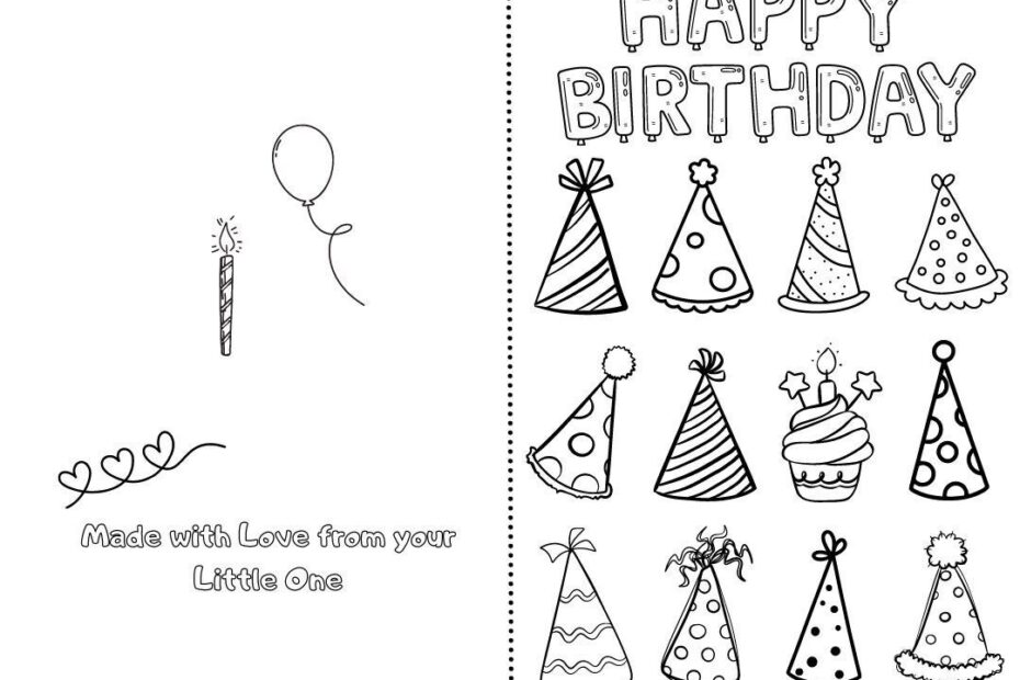 Happy Birthday Printable Foldable Kid Birthday Card To Color For Anyone