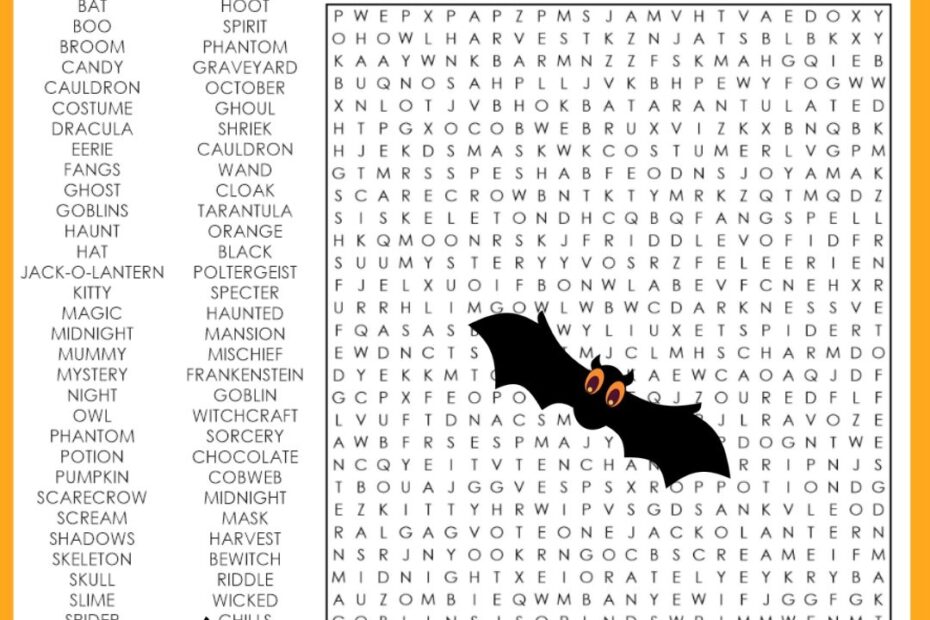Hard Halloween Word Search Free Printable Growing Play